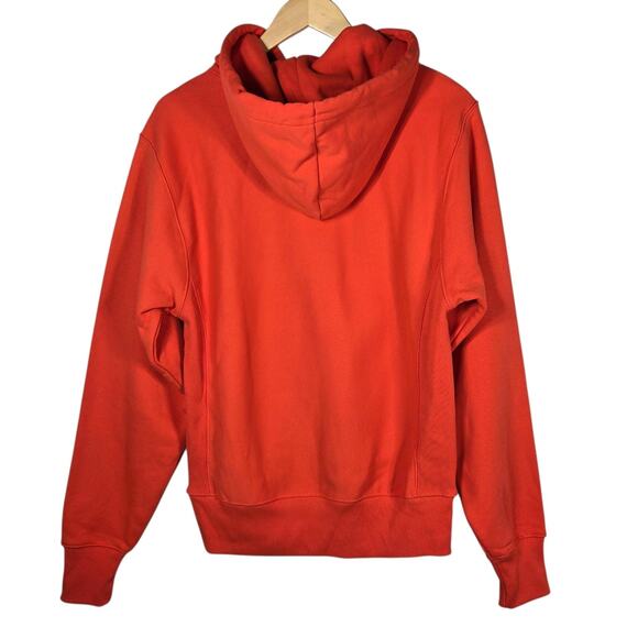 Champion Reverse Weave Hoodie Mens Small Orange Crisp Embroidered Logo Pullover - Picture 10 of 13